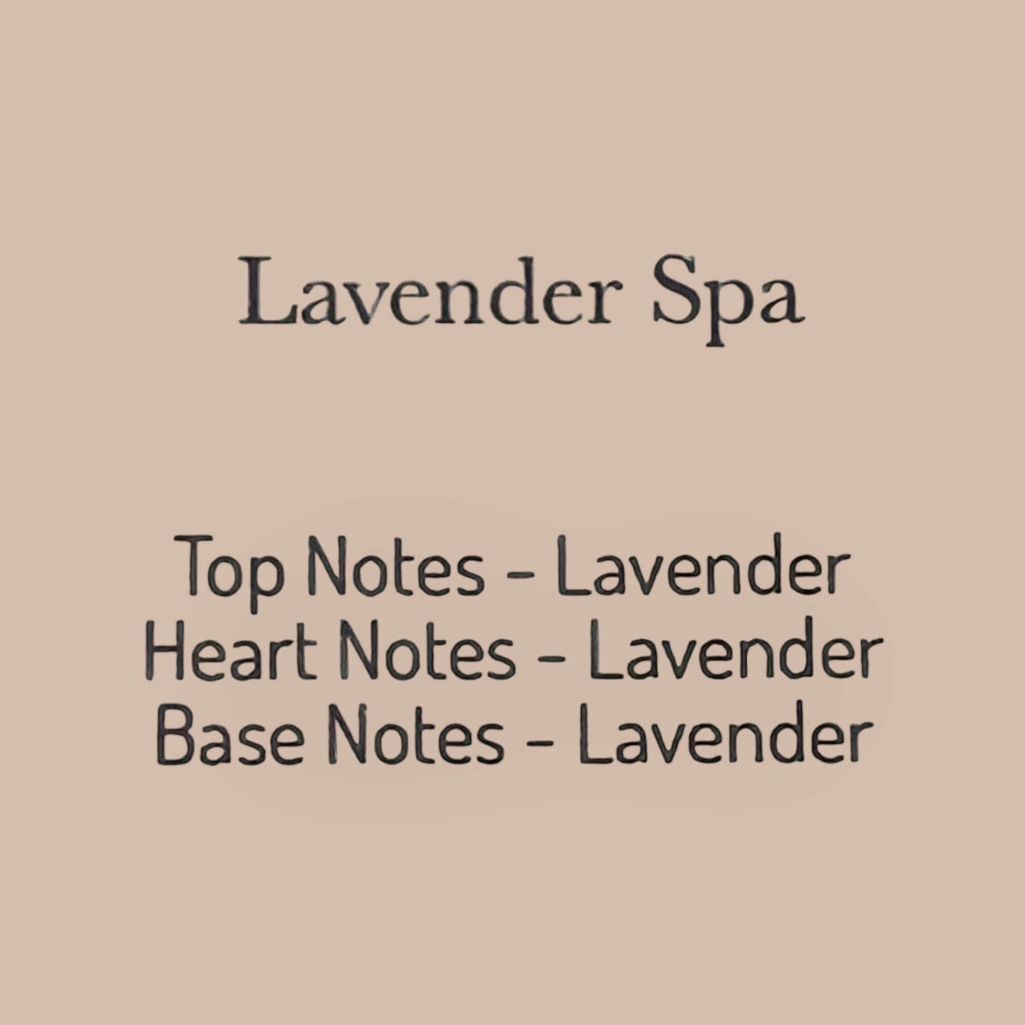Lavender Spa Reed Diffuser 100ml scent profile with top, heart, and base notes of lavender.