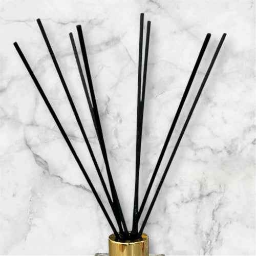 Handmade replacement fibre diffuser reeds for candles, vegan-friendly, pack of 8 in stylish black design, size 0.3cm x 25cm.