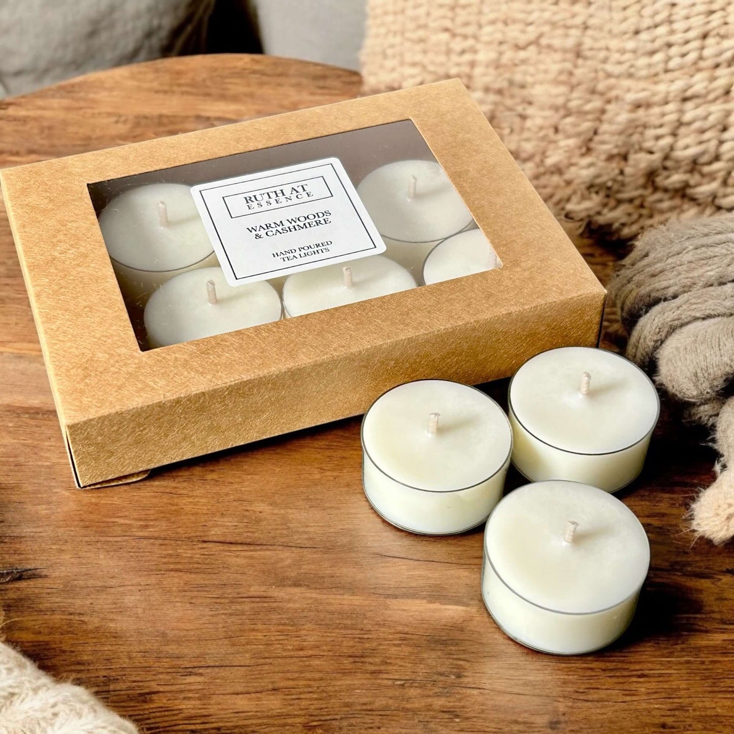 Warm Woods & Cashmere Tea Lights Box